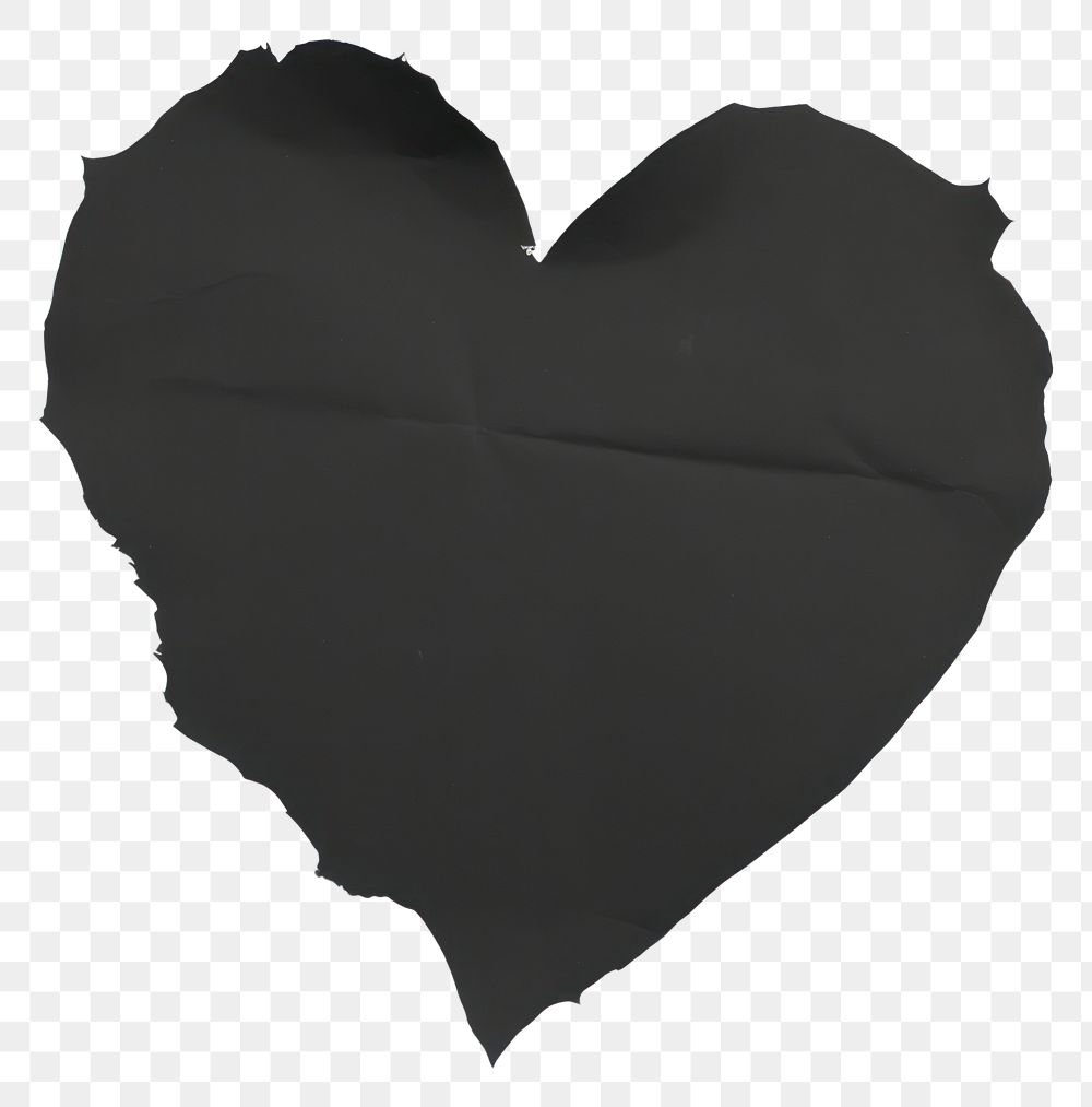 PNG Black heart shape ripped paper white background textured damaged