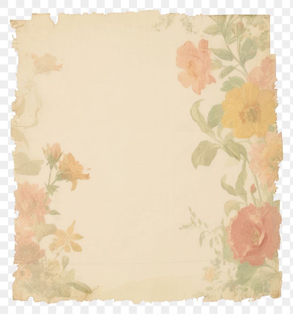 PNG Vintage floral pastel ripped paper backgrounds pattern art.