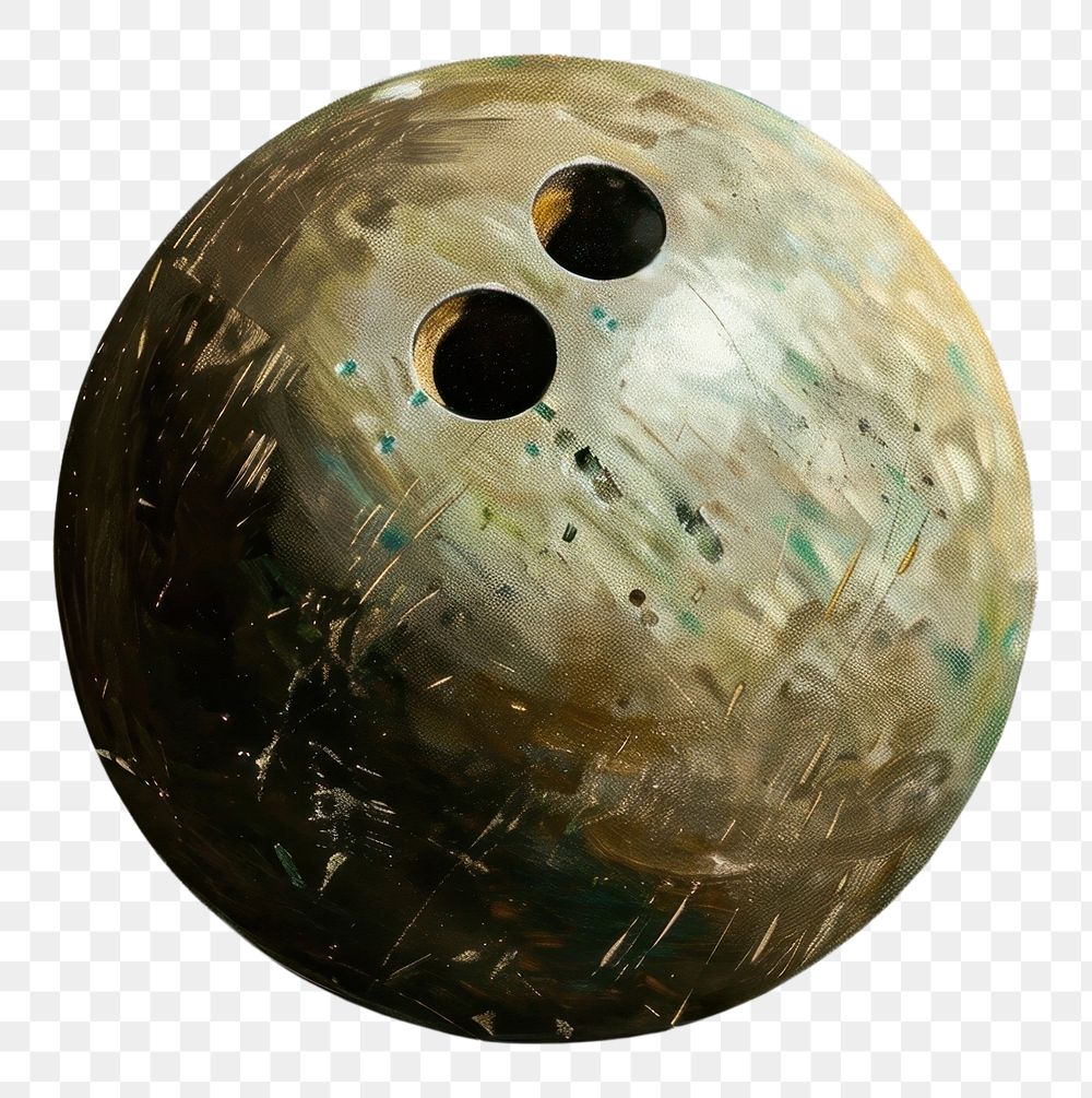 PNG Oil painting of a close up on pale bowling ball sphere old recreation.