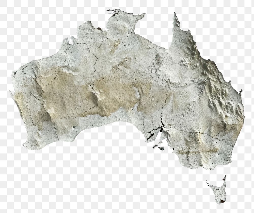 PNG 3d render of australia map rough concrete accessories topography accessory.