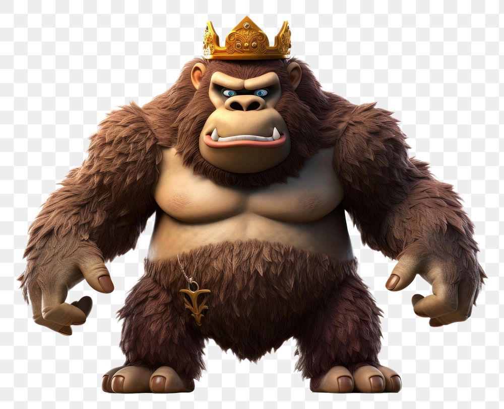 Aggressive king kong mammal ape white background.