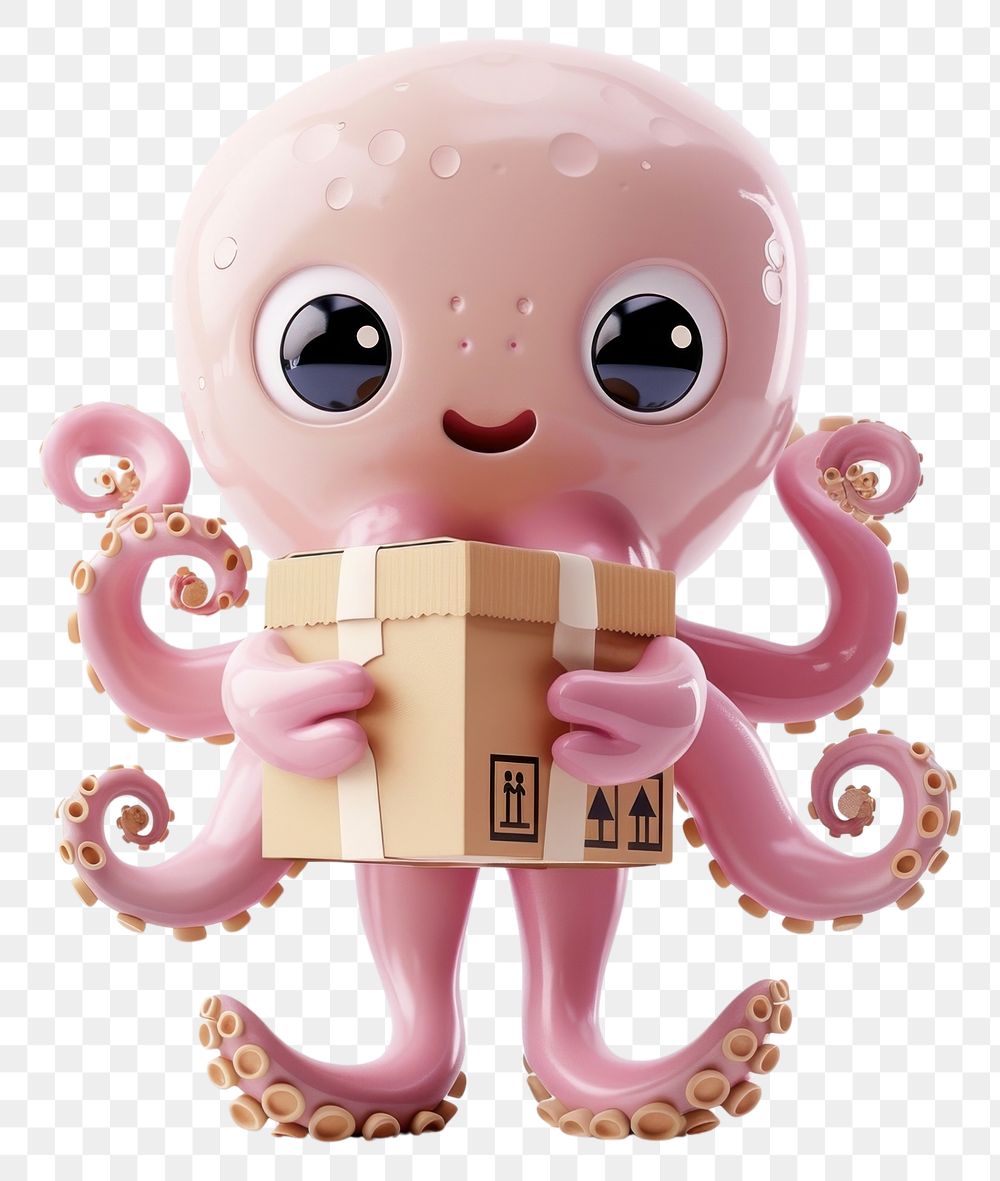 PNG Octopus in delivery costume animal cute toy.