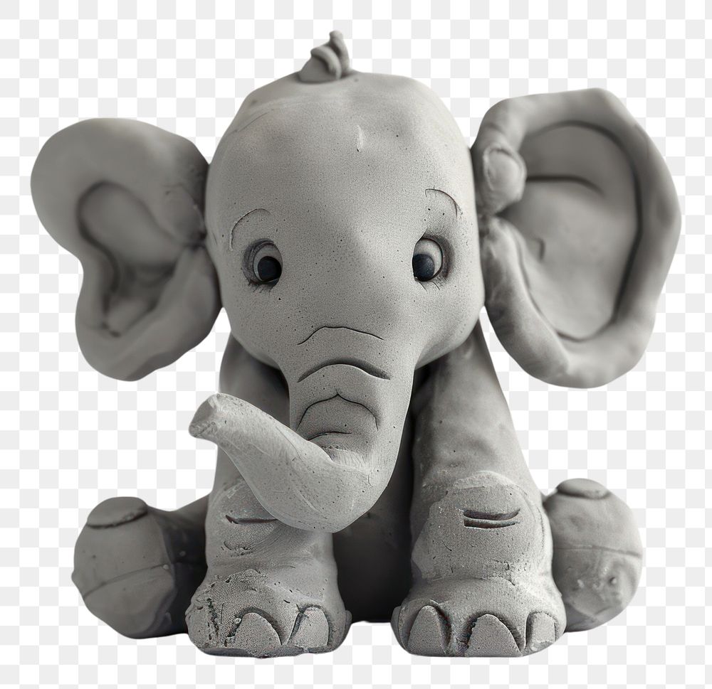 PNG Cute Plasticine clay 3d of baby elephant plush cute toy.