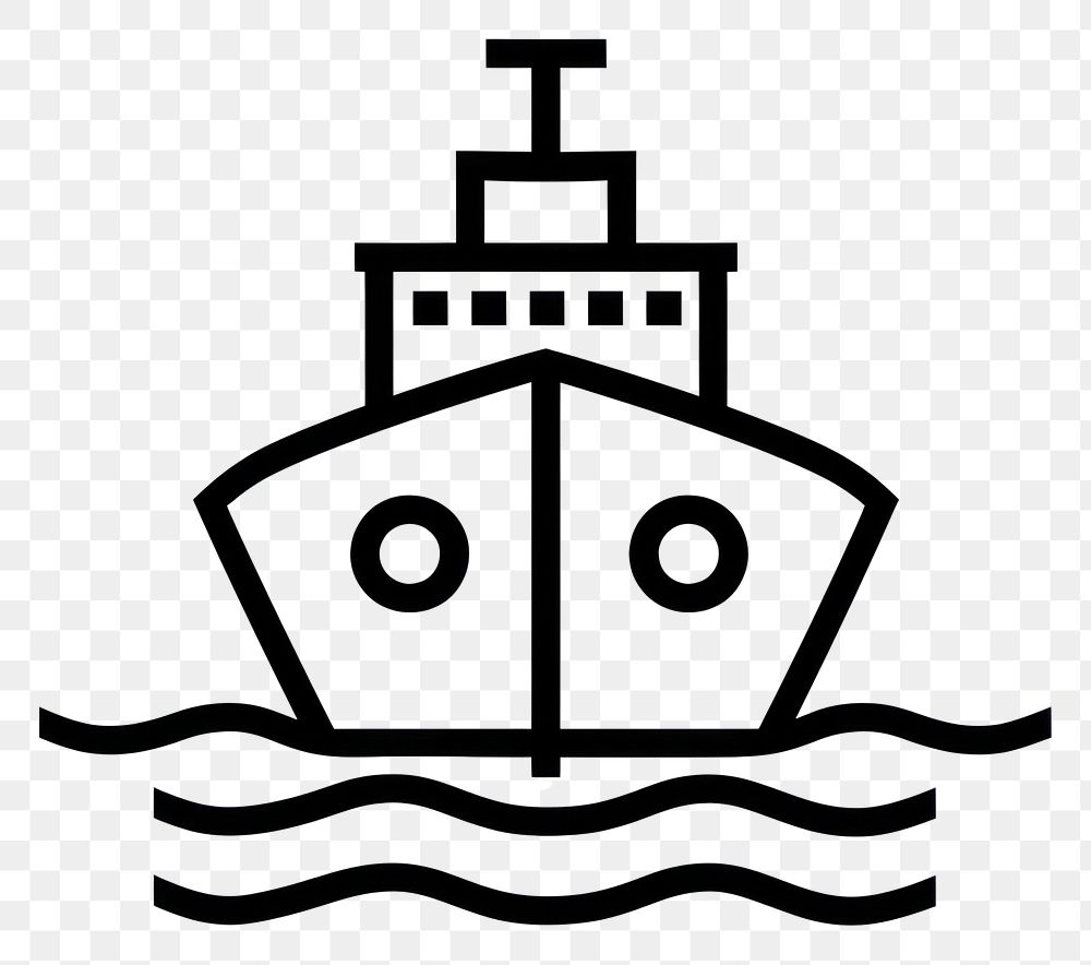 PNG A black vector line ship icon electronics watercraft hardware.
