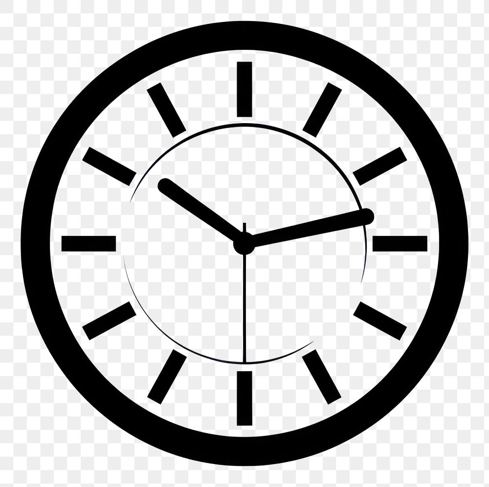 PNG A black vector linear clock icon white time monochrome.