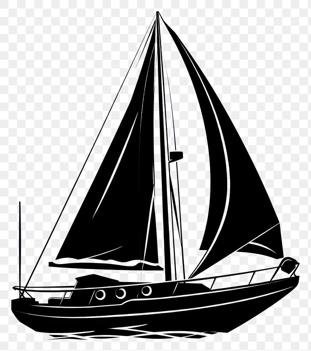 PNG A black silhouette boat icon transportation watercraft sailboat