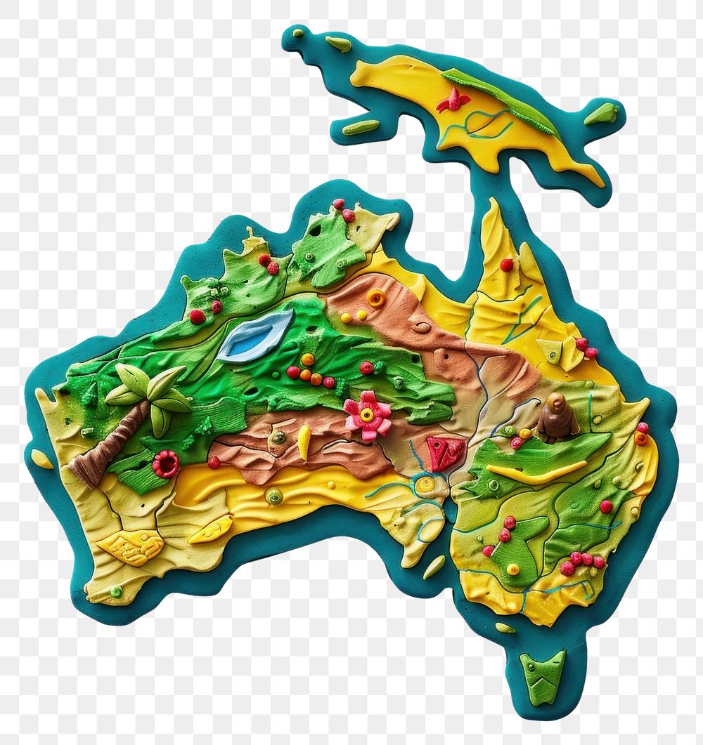 PNG Australia map plasticine representation creativity topography.