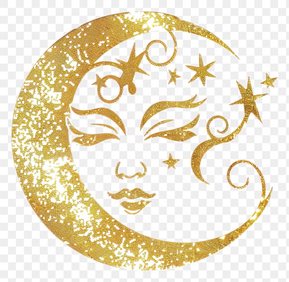 PNG Crescent moon gold white background representation.
