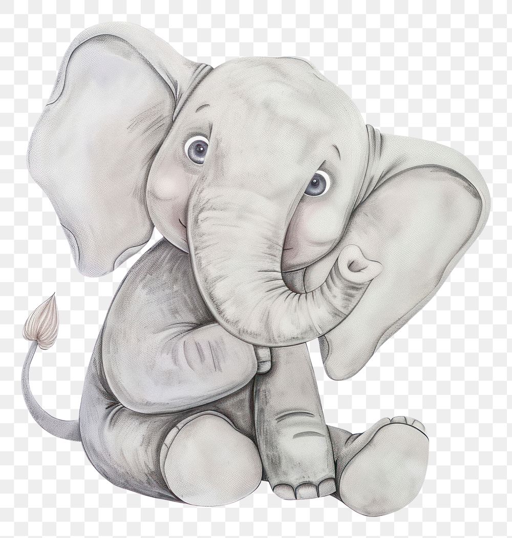 PNG Colored pencil texture illustration Of baby elephant drawing sketch cute.