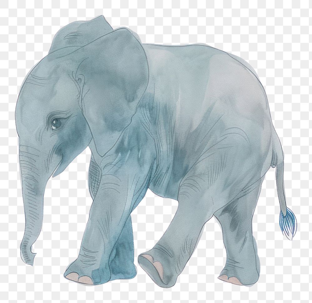 PNG Colored pencil texture illustration Of baby elephant wildlife animal mammal.