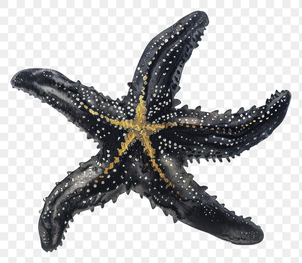 PNG Black color Starfish starfish animal white background.