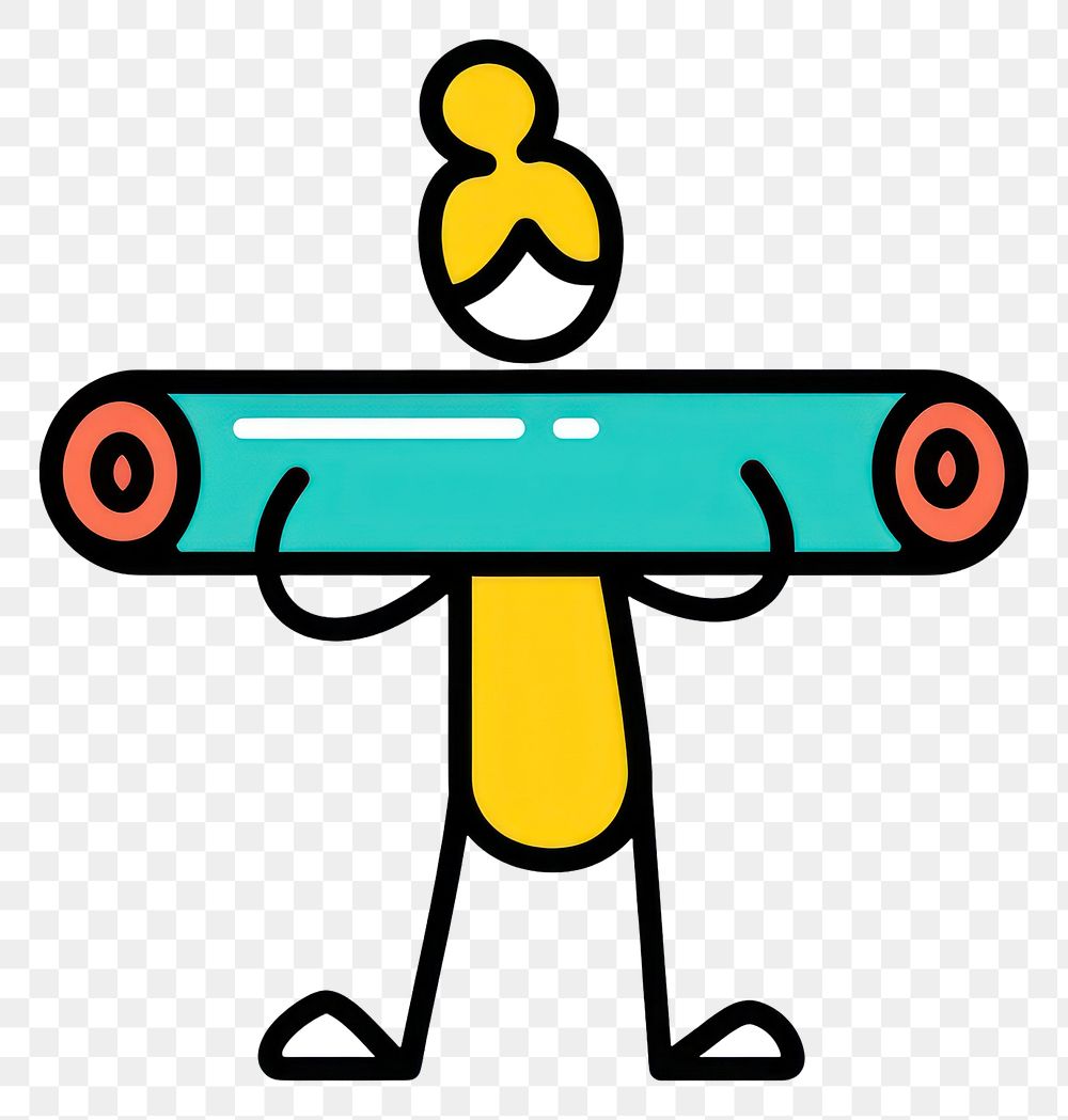 PNG Logo of person holding yoga mat line creativity cartoon.