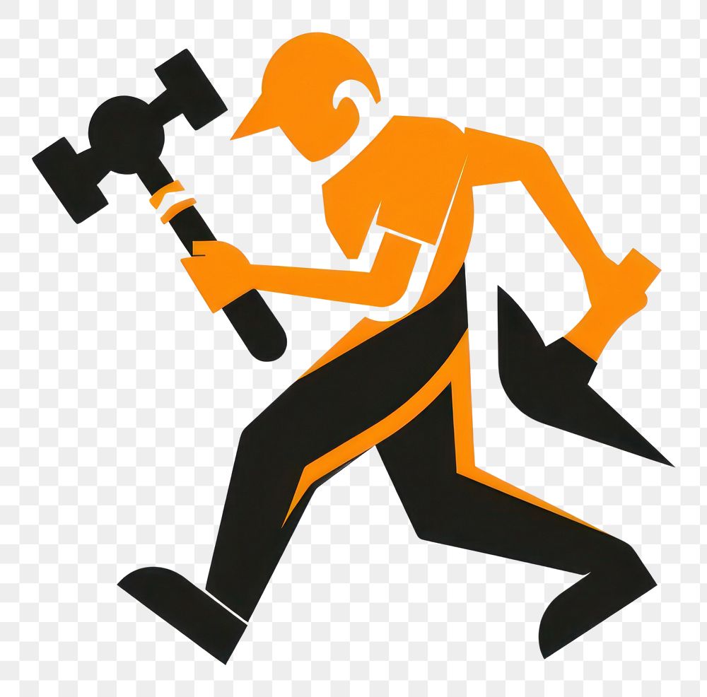 PNG Logo of person holding hammer technology activity running.
