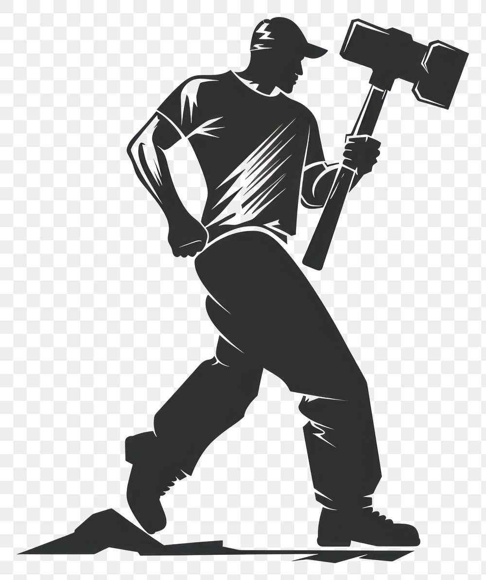 PNG Logo of person holding hammer silhouette adult standing.