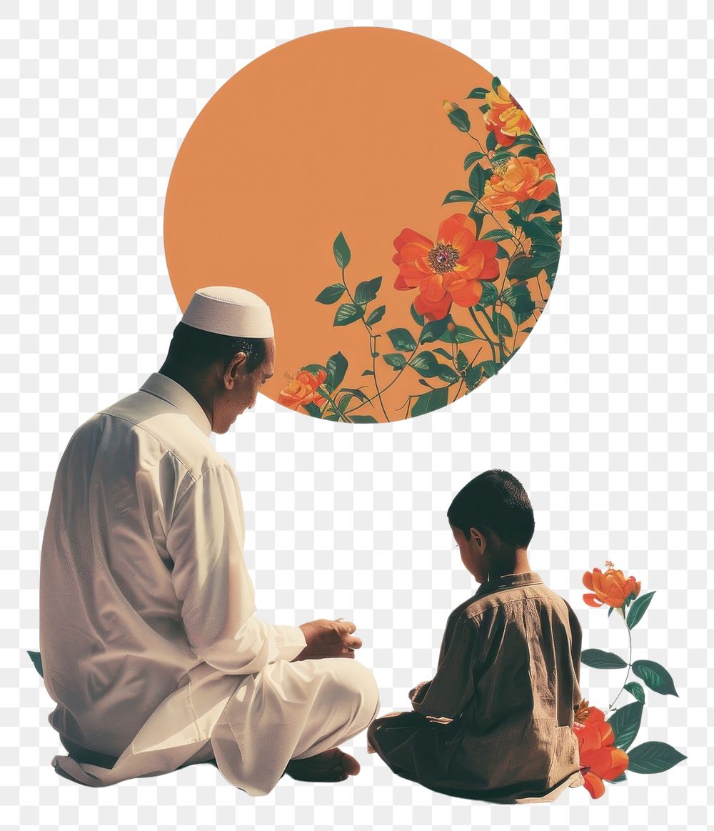 PNG Muslim Father teaching sitting father adult