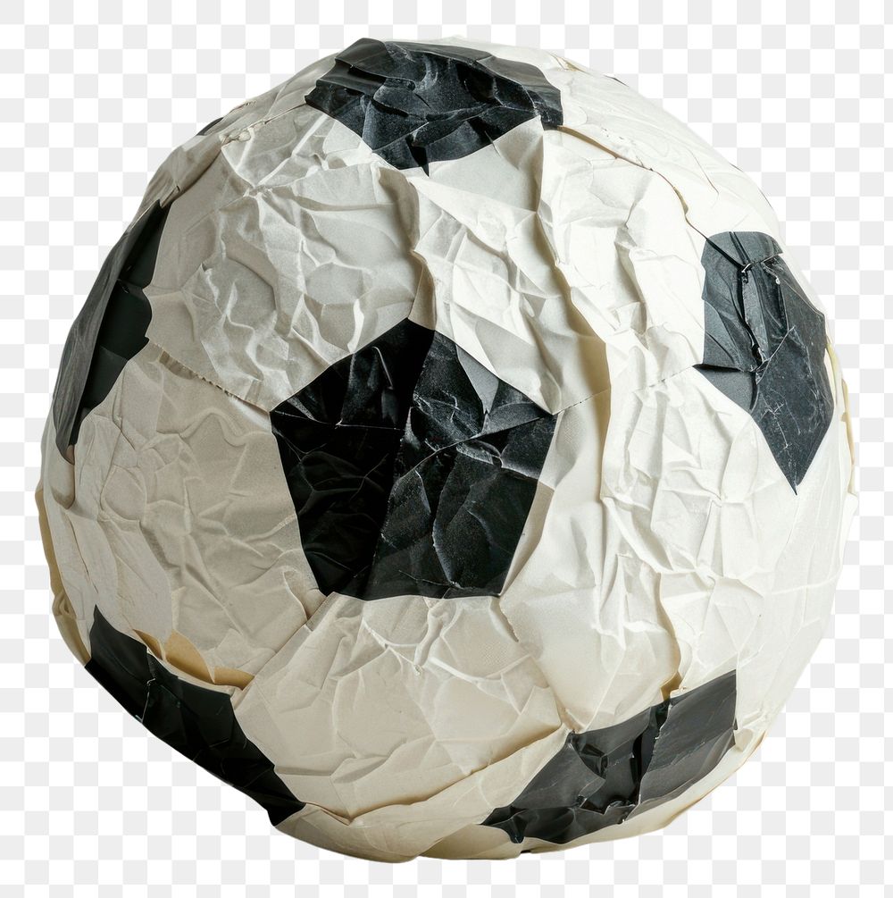 PNG Football in style of crumpled sports circle soccer.