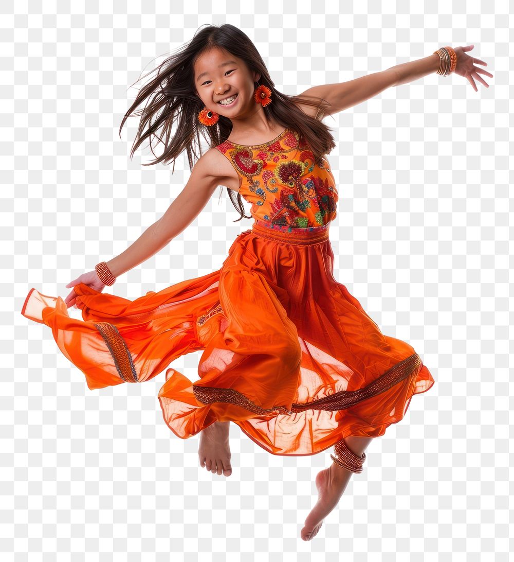PNG Happy smiling dancing asian girl white background entertainment performance.