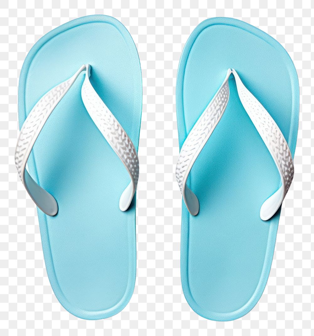 Light blue pair of flip flops flip-flops footwear white background.