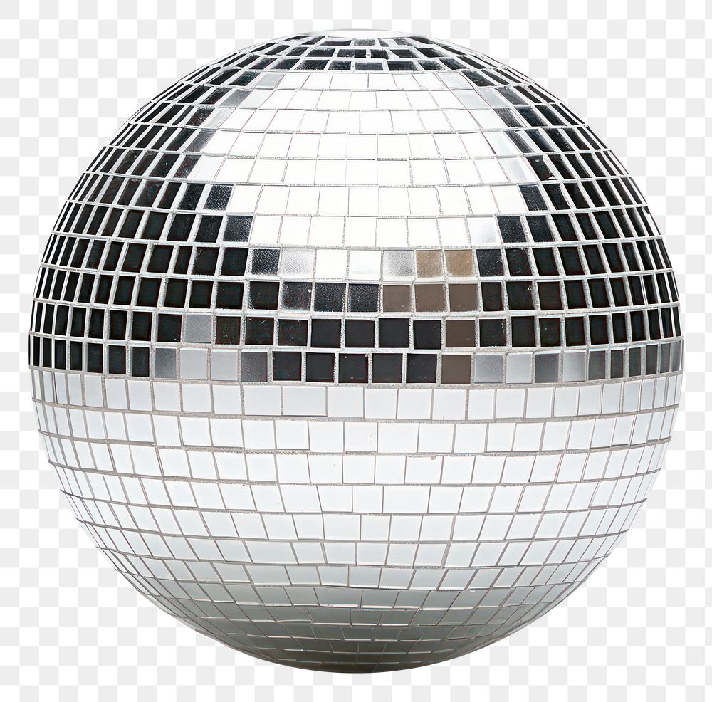 Silver disco mirror ball sphere silver white background