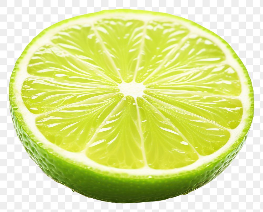Single slice of lime fruit lemon plant.