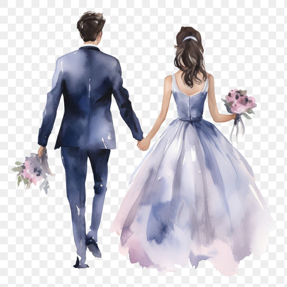 A groom and bride holding hands wedding fashion flower.
