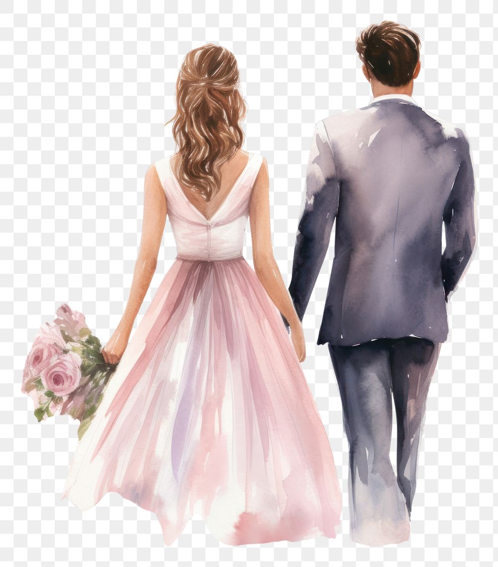 A groom and bride holding hands wedding fashion flower
