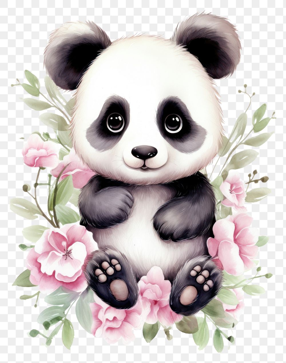 PNG Watercolor of panda mammal animal bear.