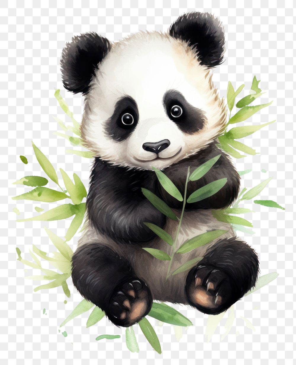 PNG Watercolor of panda wildlife animal mammal.