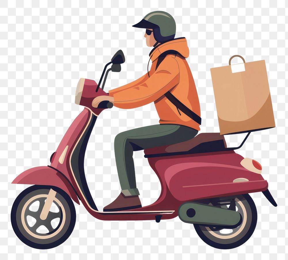 PNG Vector illustration Online delivery service scooter motorcycle vehicle.