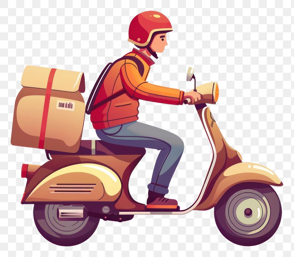 PNG Vector illustration Online delivery service scooter motorcycle vehicle.