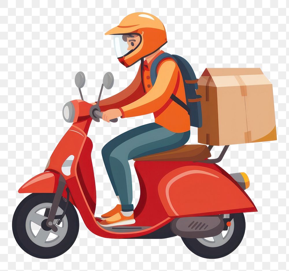PNG Vector illustration Online delivery service scooter motorcycle cardboard.