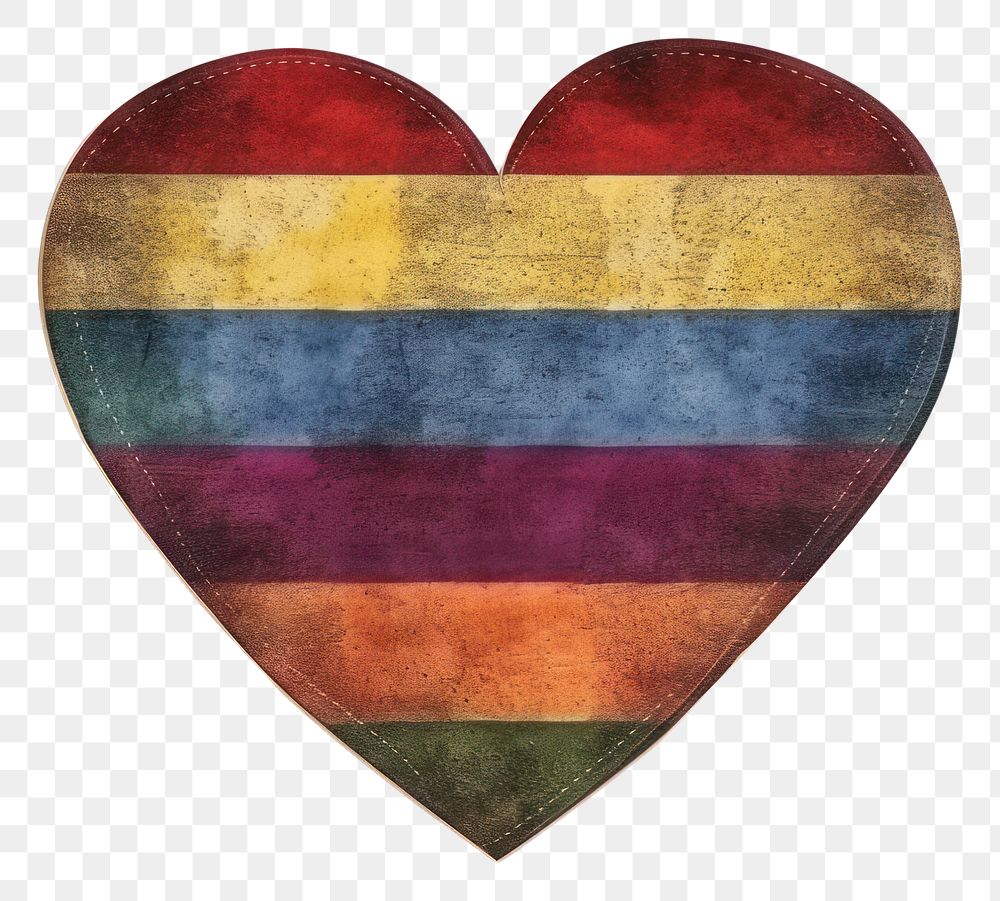 PNG  Rainbow heart shape image pattern symbol white background.