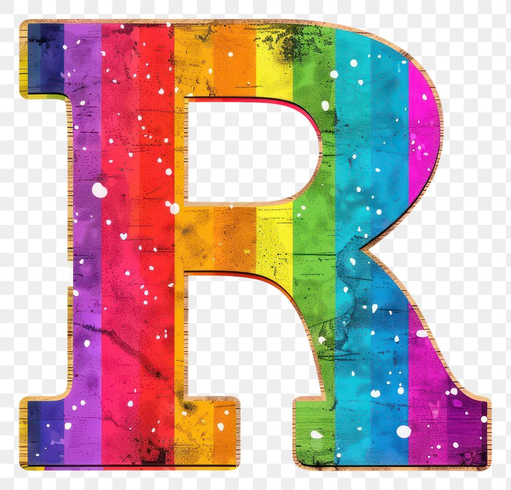 PNG  Rainbow with alphabet R pattern number font.