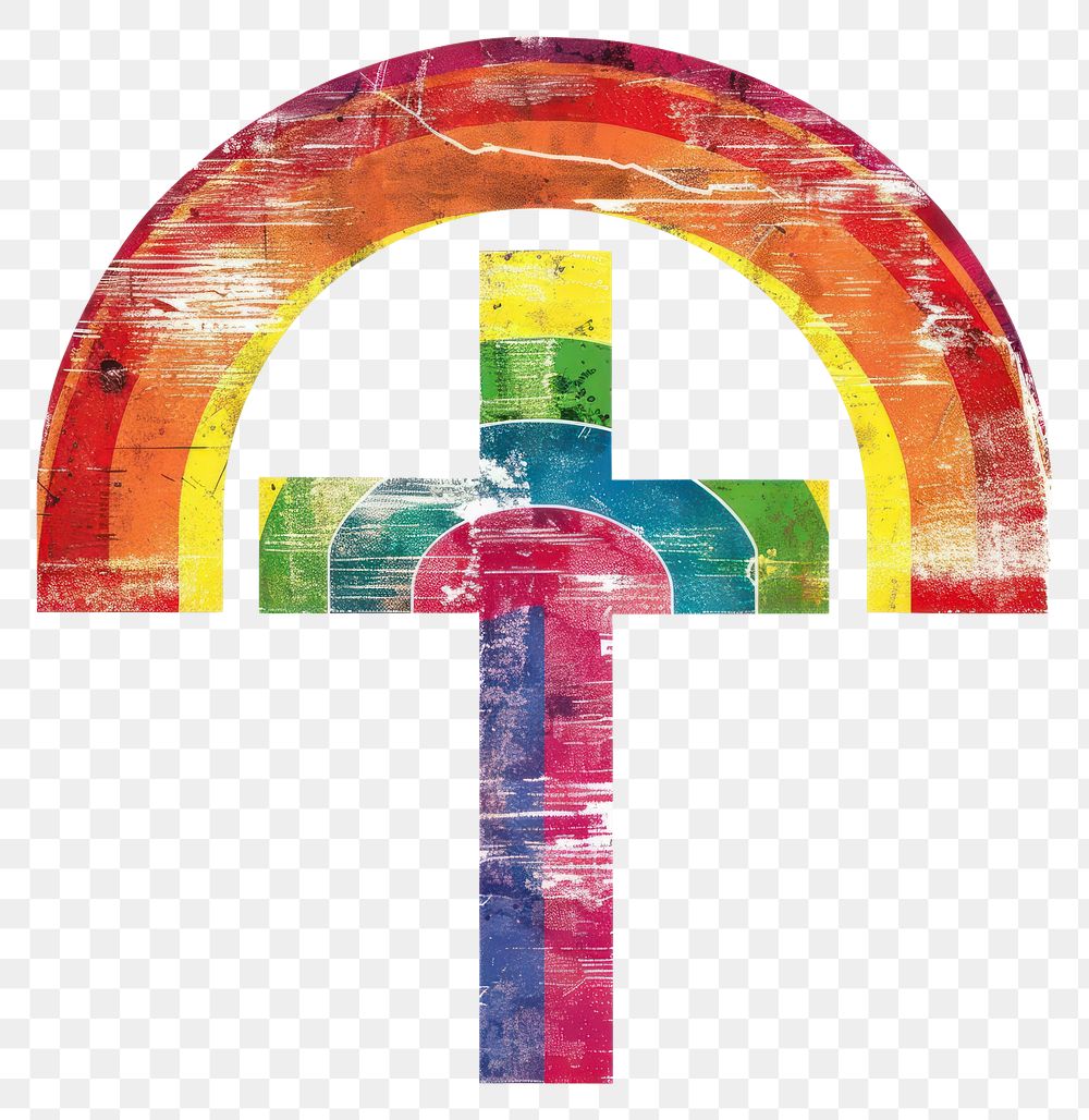 PNG  Rainbow with cross sign architecture symbol font.