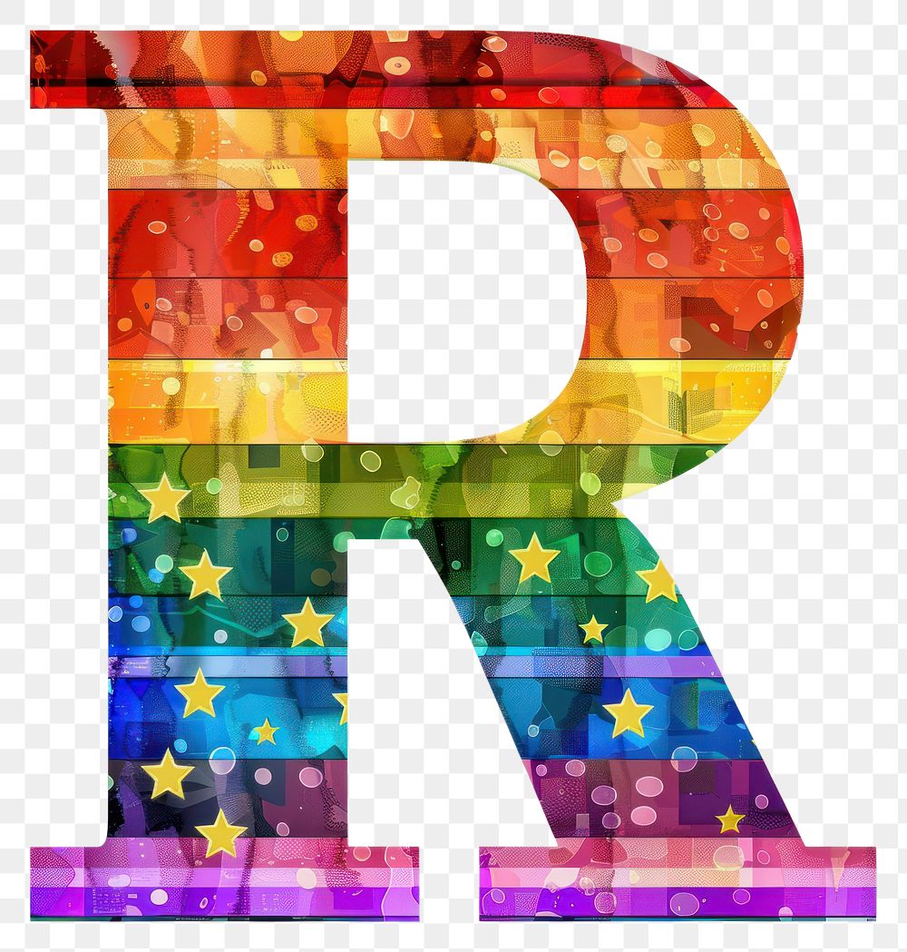 PNG  Rainbow with alphabet R backgrounds pattern font.