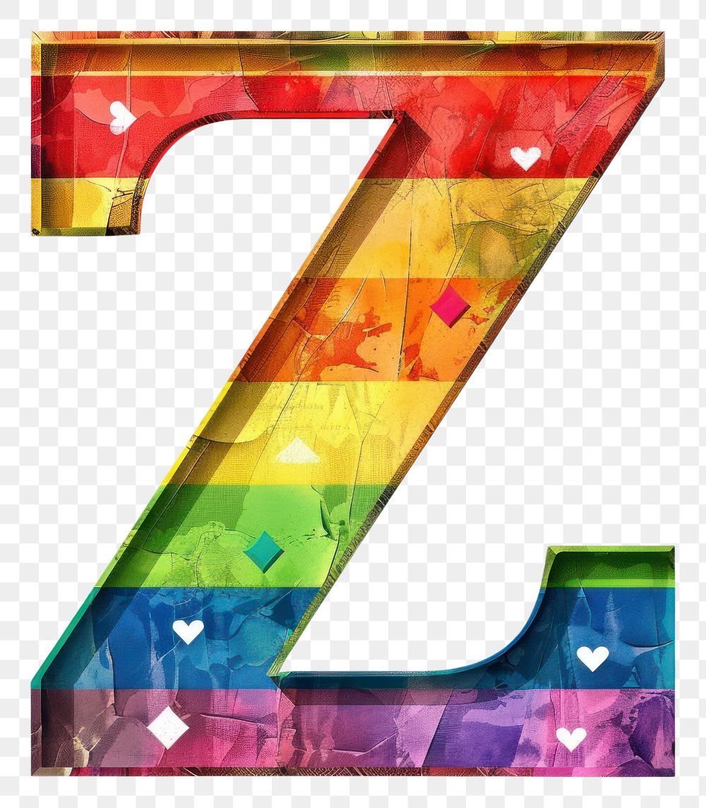 PNG  Rainbow with alphabet Z symbol number font.