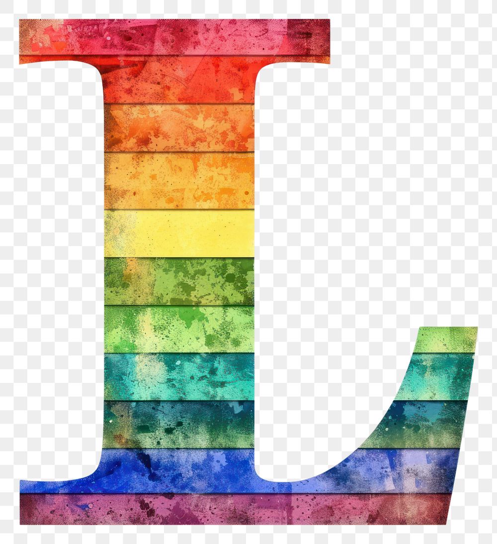 PNG  Rainbow with alphabet L pattern font text.