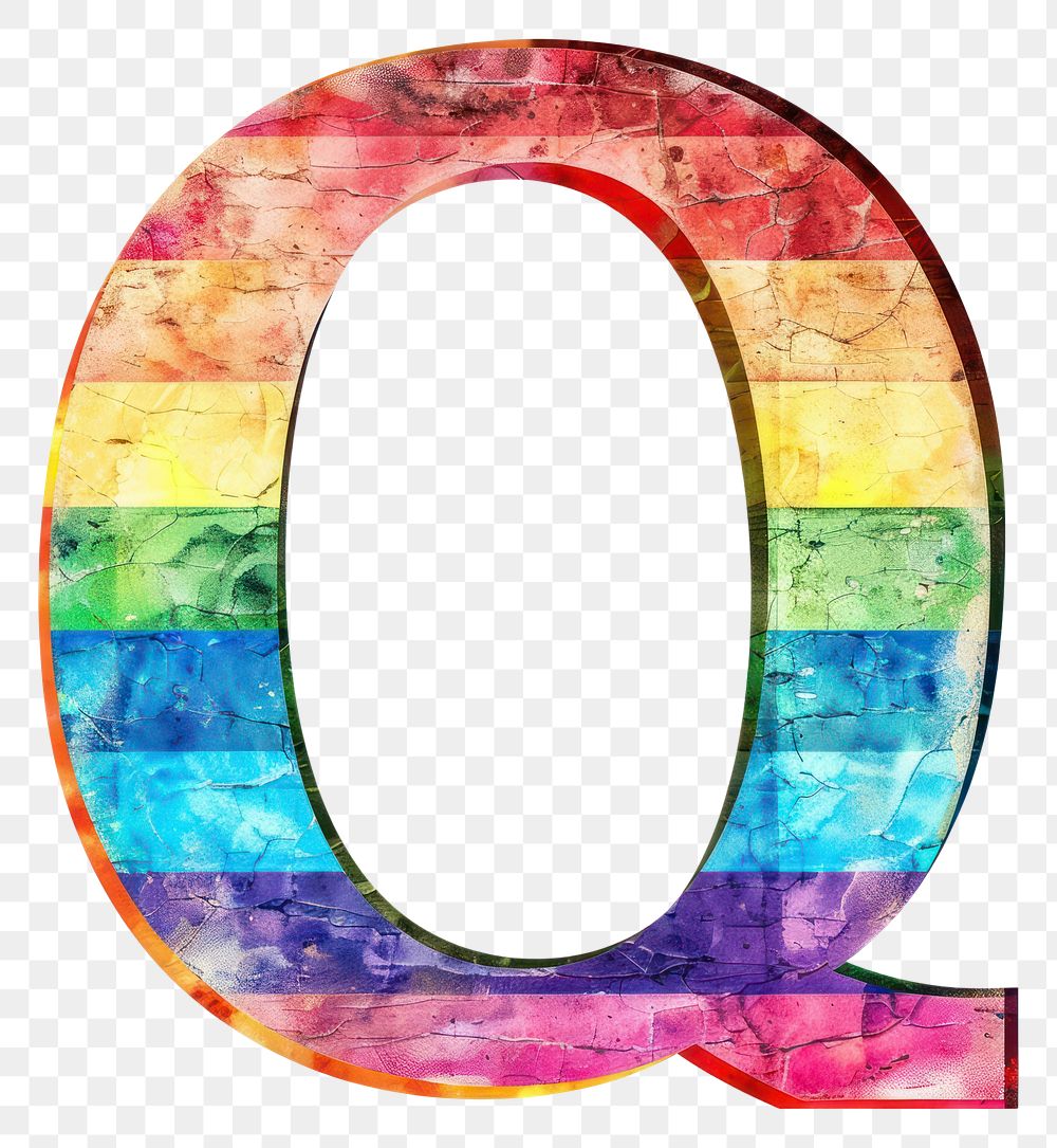 PNG  Rainbow with alphabet Q number font text.