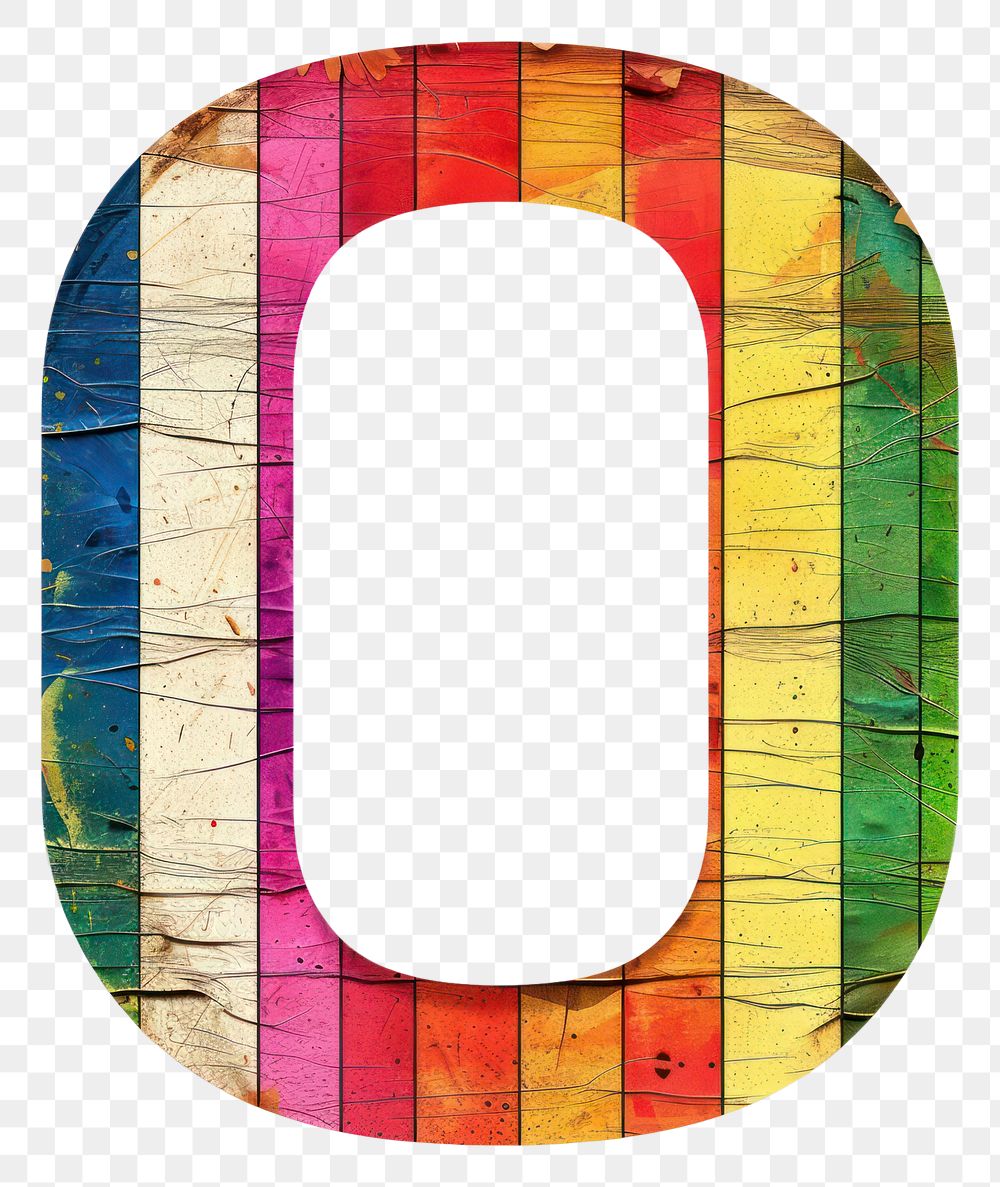 PNG  Rainbow with alphabet O pattern font white background.