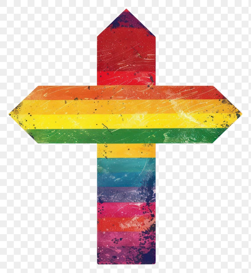 PNG  Rainbow with direction sign symbol cross font.
