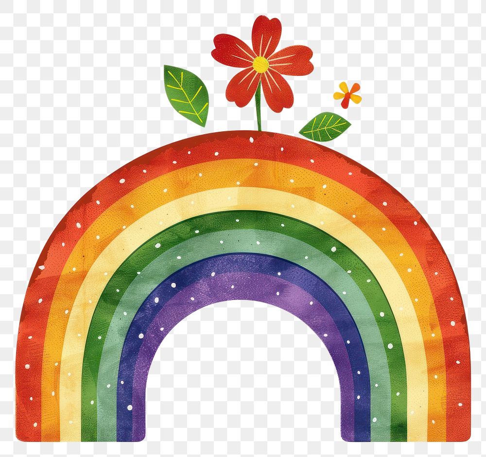 PNG  Rainbow with flower image pattern plant font.