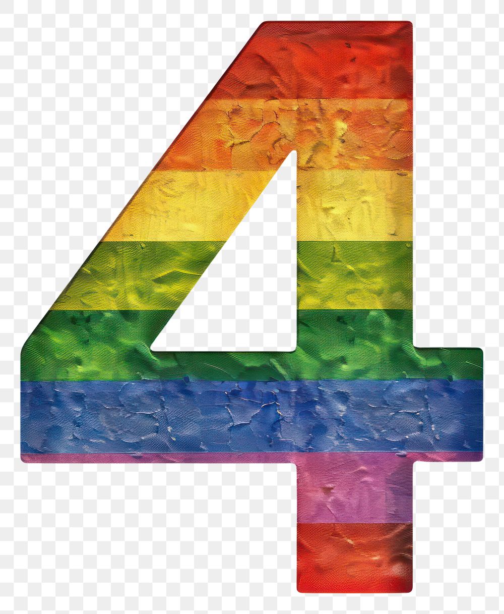 PNG  Rainbow with number 4 symbol font white background.
