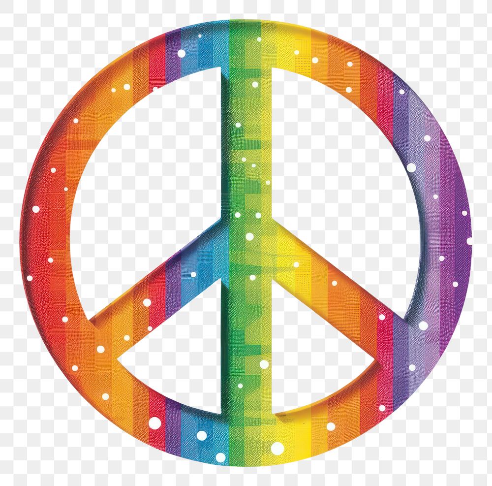 PNG  Rainbow with peace sign pattern symbol font.