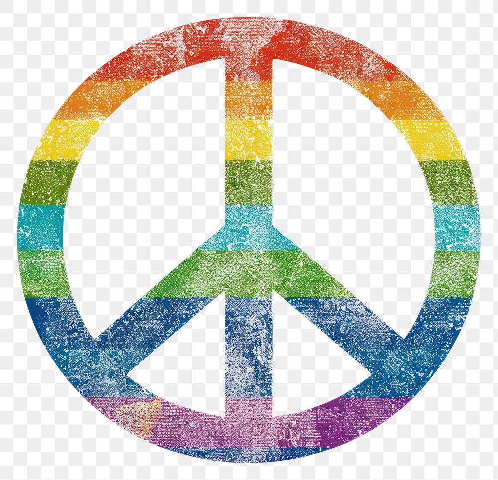 PNG  Rainbow with peace sign pattern symbol font.