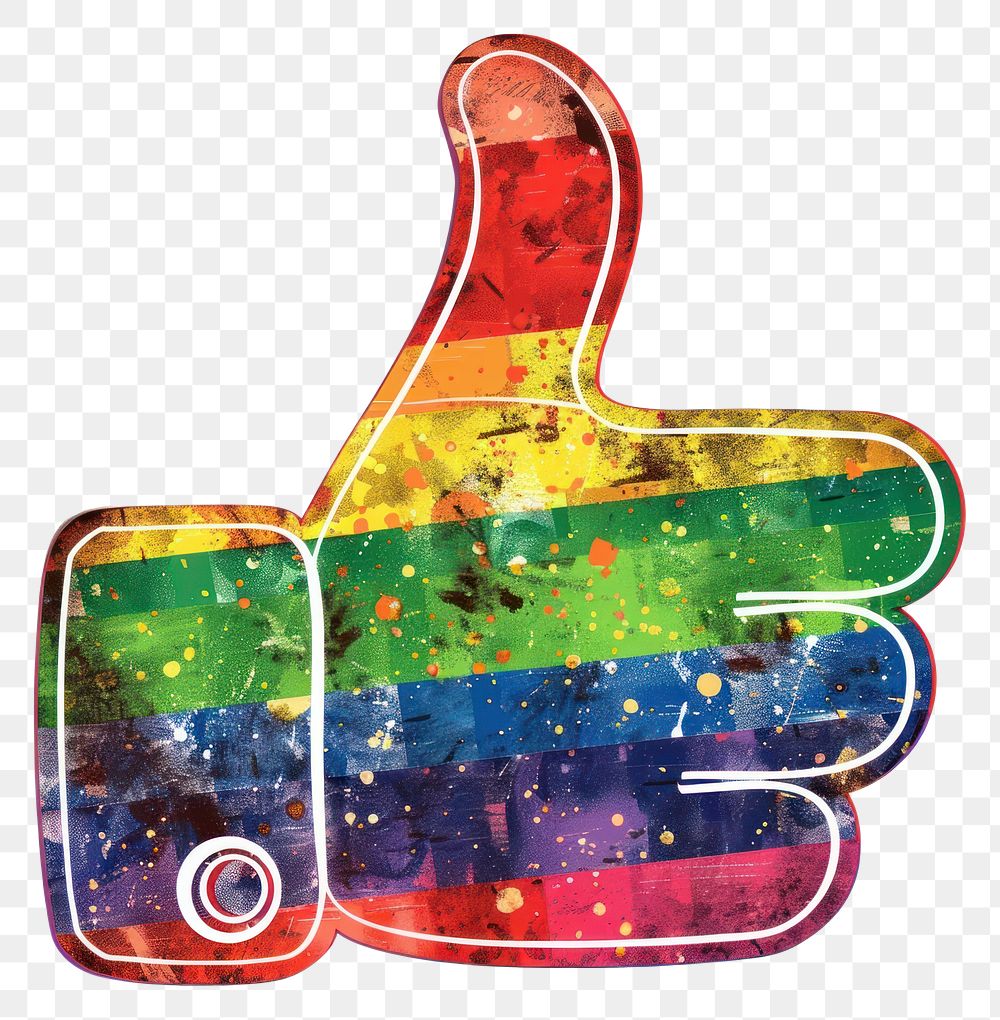 PNG  Rainbow with thumb-up sign font white background accessories.