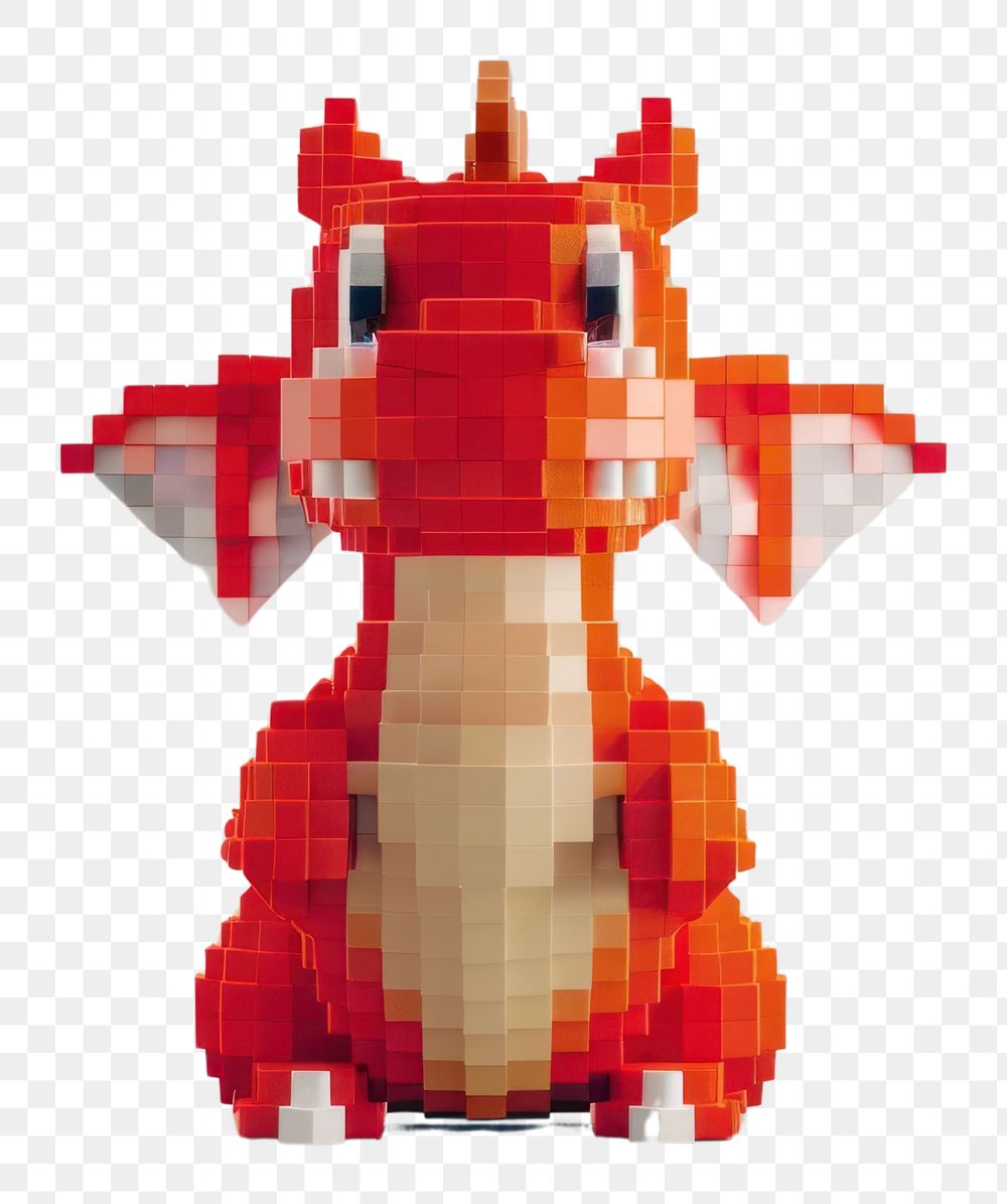 PNG Cute pixel dragon object cartoon toy representation.