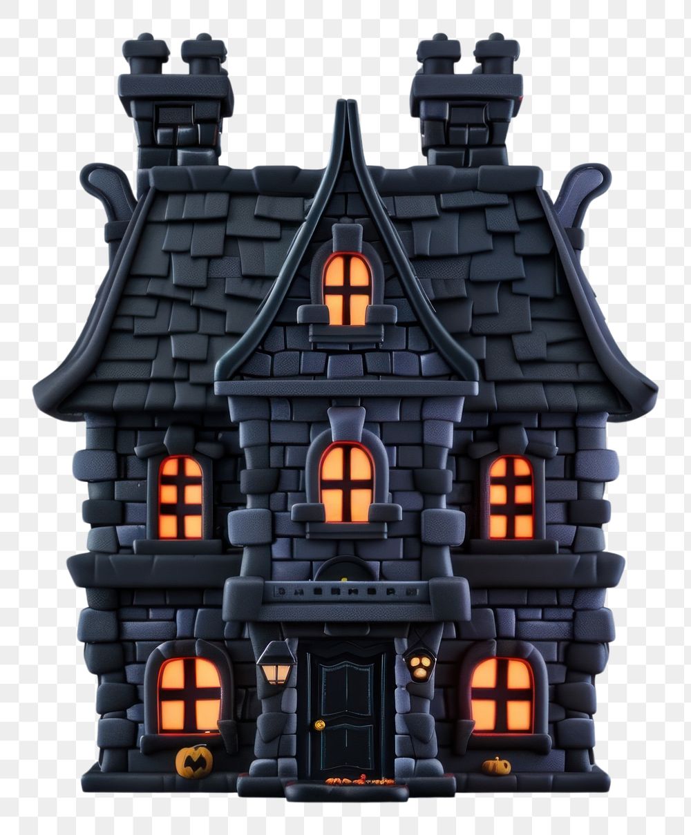 PNG Cute pixel haunted house object architecture building toy.