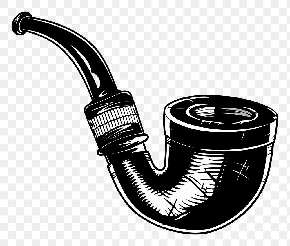 PNG Vintage pipe drawing black white background.