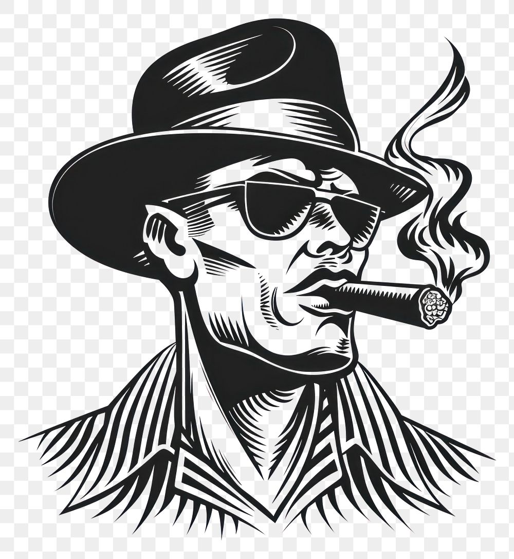PNG Havana smoking cigar drawing sketch black.