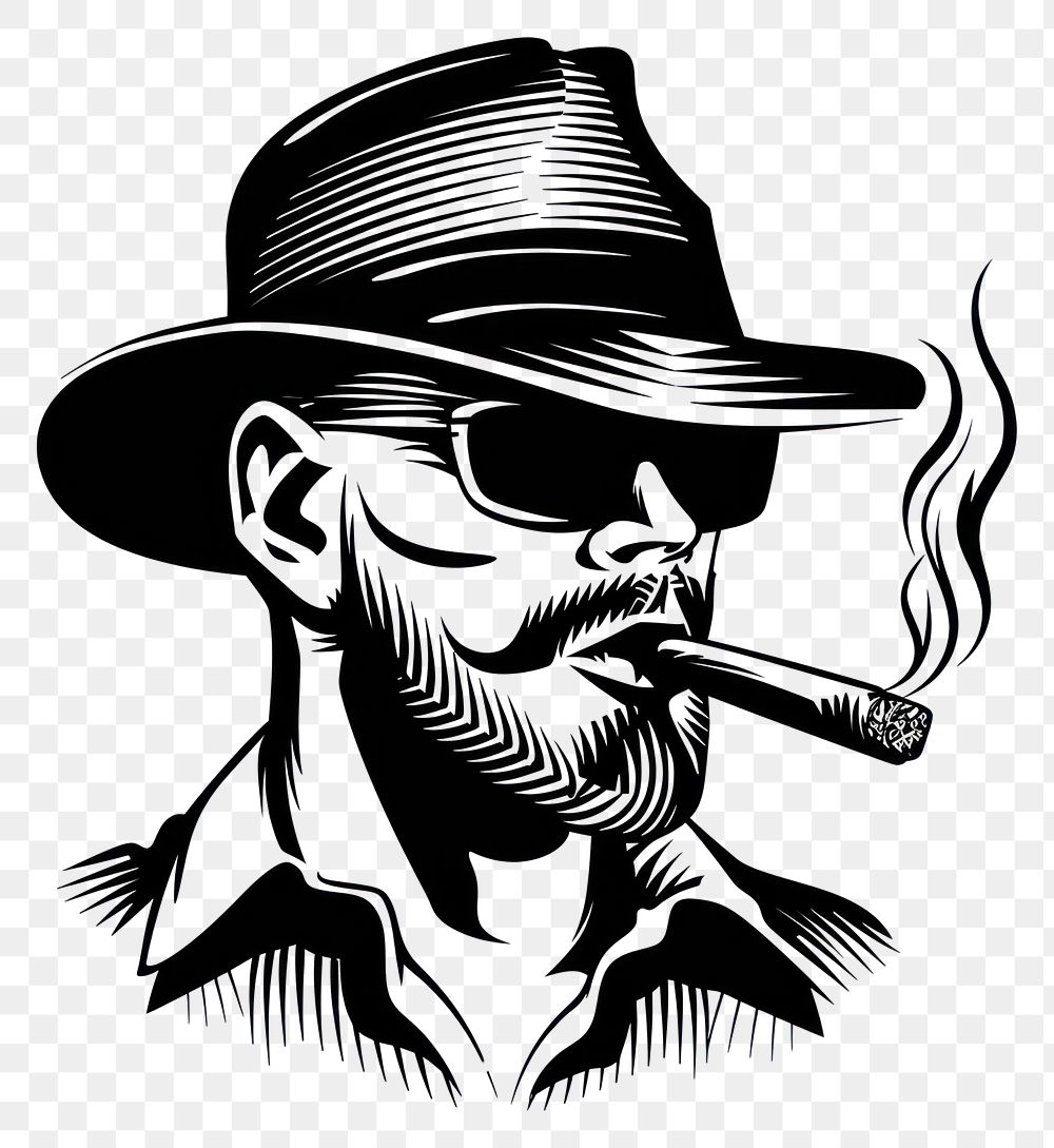 PNG Havana smoking cigar drawing black smoke.